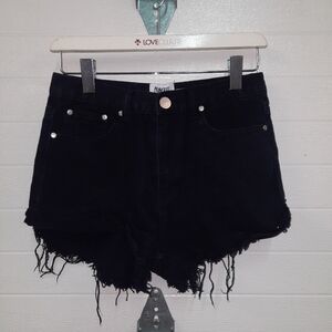 Princess Polly Black Distressed Denim Shorts